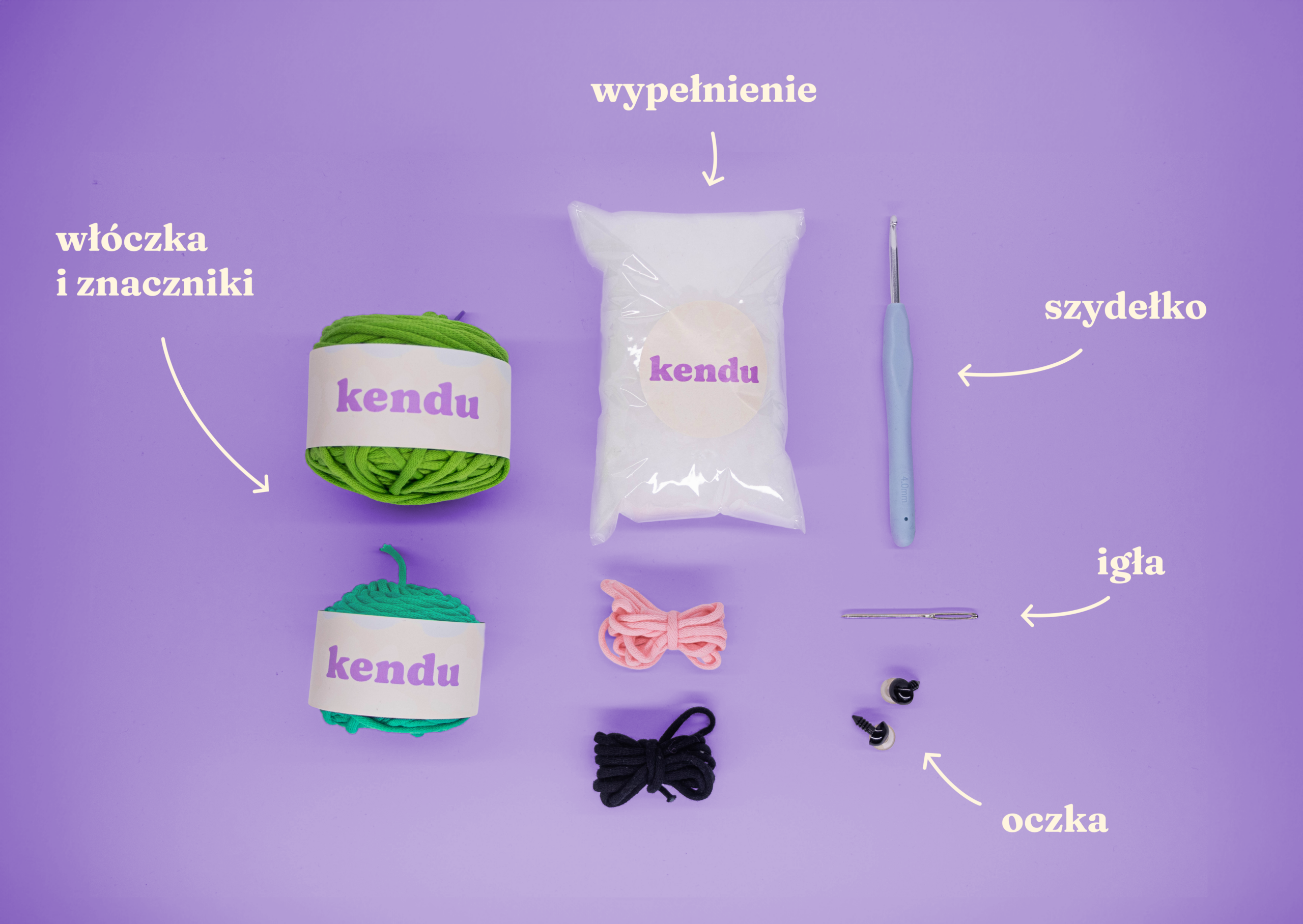 Materiały znajdujące się w zestawie DIY Kendu