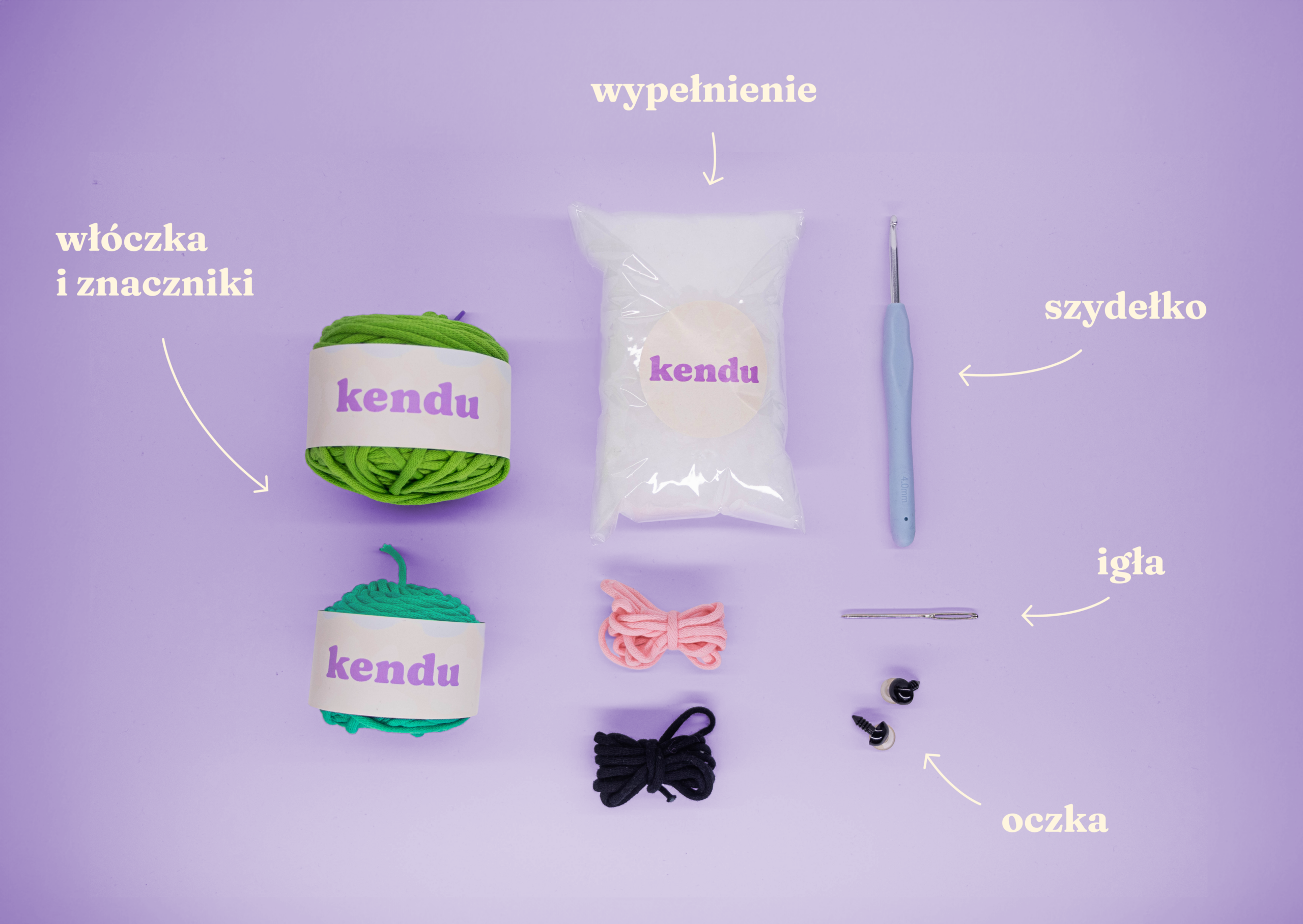 Materiały znajdujące się w zestawie DIY Kendu